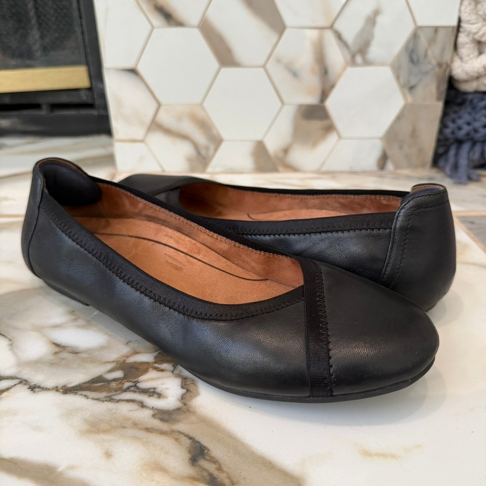 Vionic Ballet Flats Womens 9 Caroll Black Leather Orthotic Comfort Round Toe